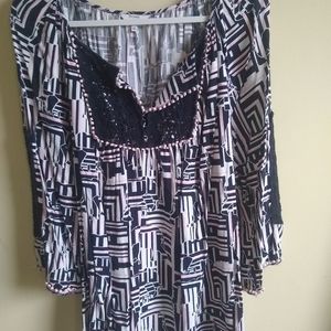 Crown&Ivy Curvy, peasant top, navy, white, baby pink, elephants